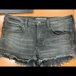 Low rise black denim jean shorts
